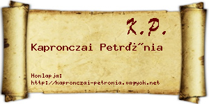 Kapronczai Petrónia névjegykártya