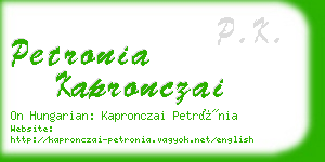 petronia kapronczai business card